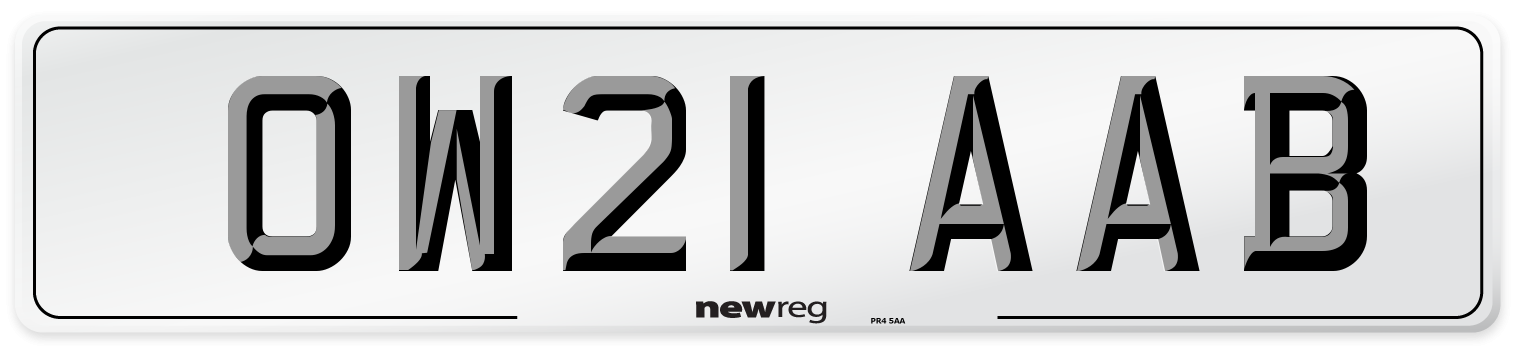OW21 AAB Number Plate from New Reg